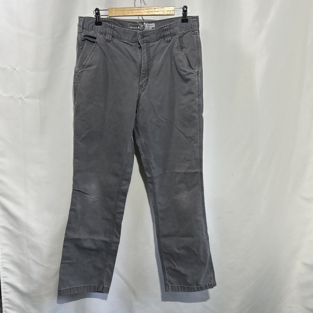Carhartt Rugged Flex Pants Mens 34x34 Relaxed Fit Gray Canvas Work 102291